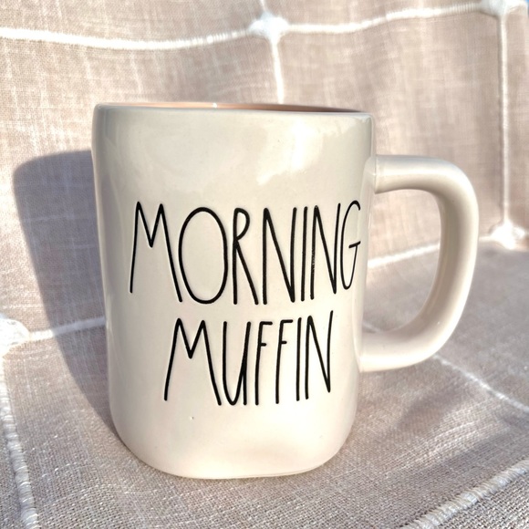 Rae Dunn MORNING MUFFIN Mug, New, Pearly White, Peach - Picture 1 of 6
